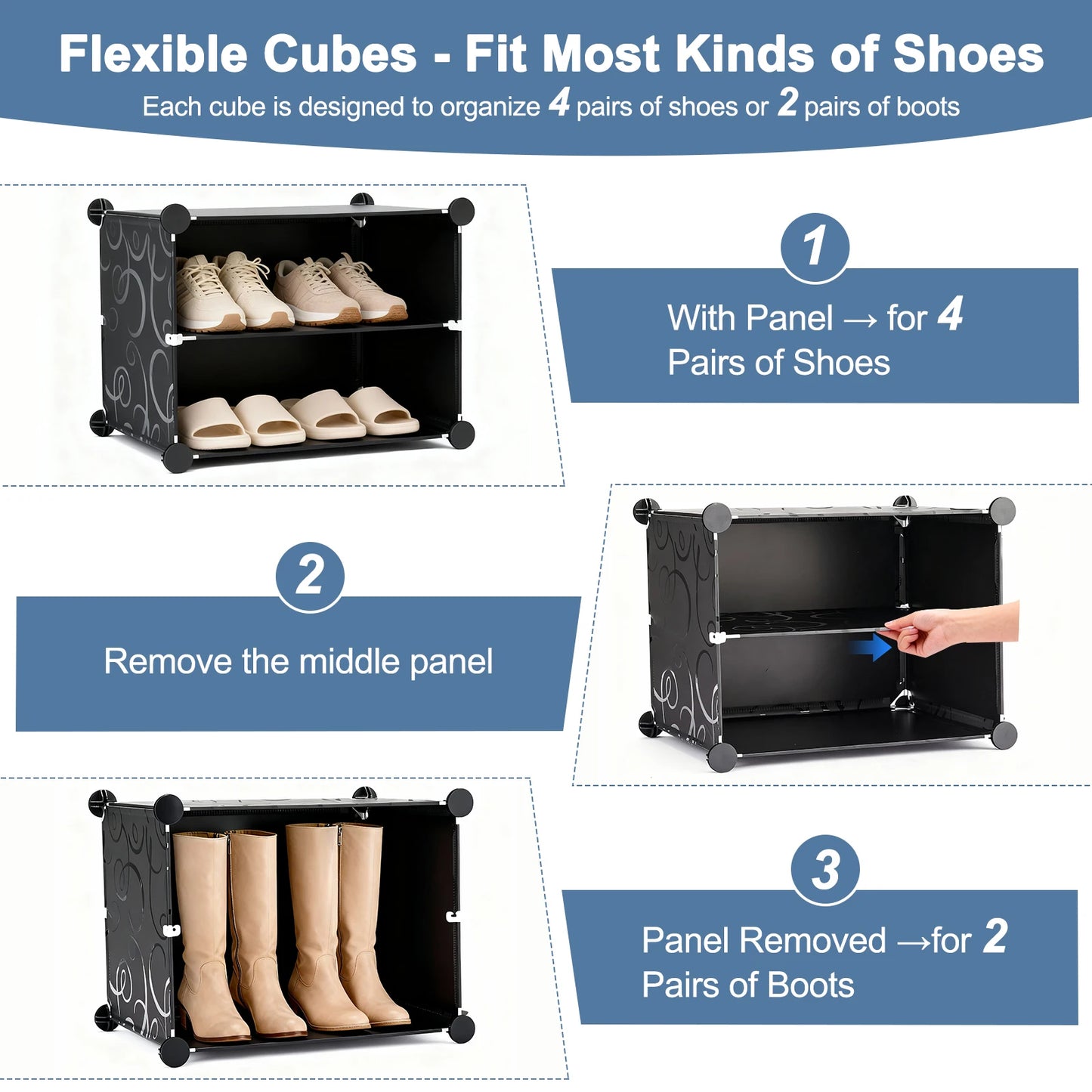 JHK 6-Tier Plastic Stackable Shoe Storage Cabinet with Door Multilayer Shoe Shelves Organize for Space Saving Cabinet Home