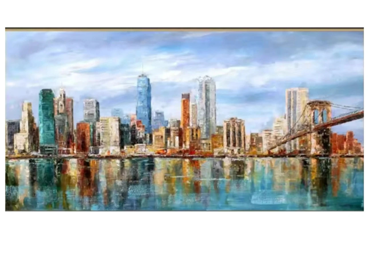 Modern Abstract Painting Thick Texture Handmade Canvas Art New York City Handpainted Home Wall Decor Oil Paintings Unframed