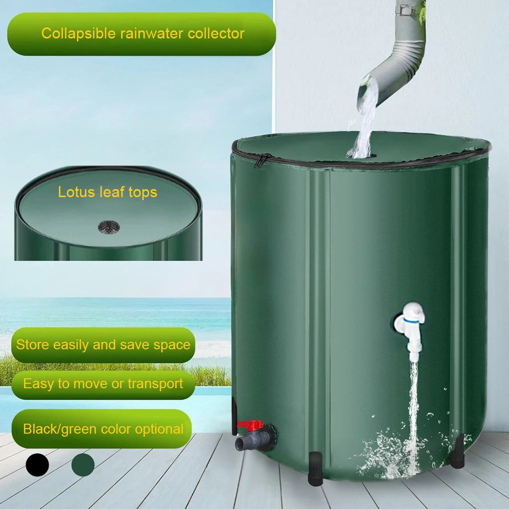 Rain Barrel Collapsible Rainwater Harvest Water Tank Garden Strong Pvc Foldable Collection Tank Container With Runoff Upgrade