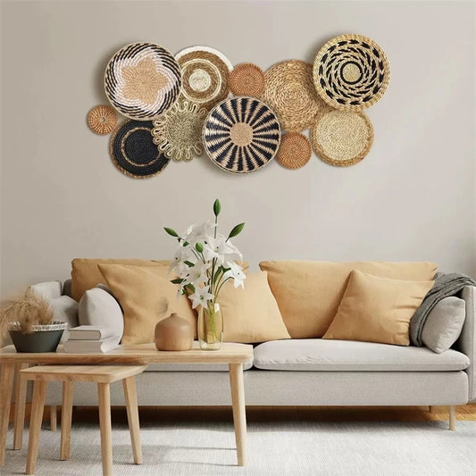 Partition Macrame Wall Decor Set - Nordic Handwoven Boho Hanging Kit With Wood Beads, 3D Wall Art For Living Room Wallpapers