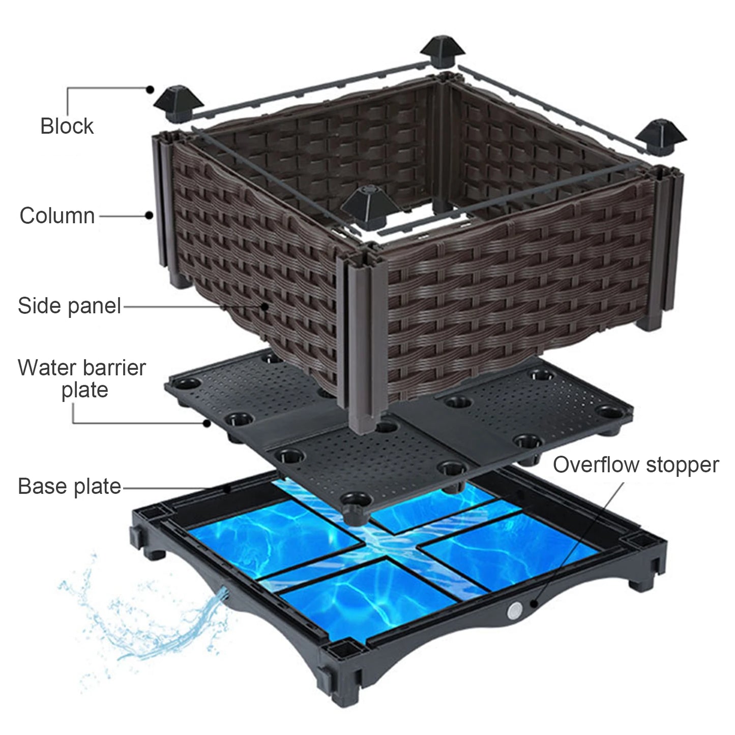 Elevated Garden Box with Drainage Plug Standing Planter Beds for Vegetables Flower
