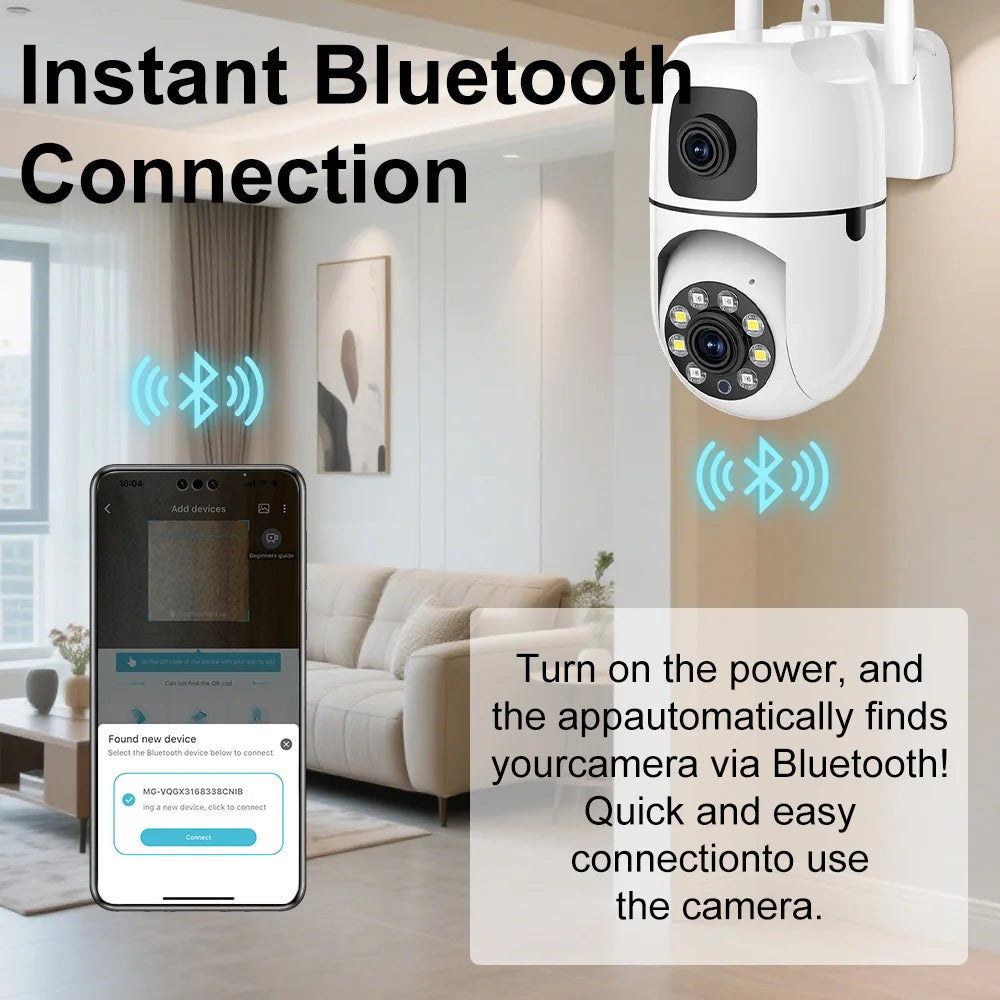 8MP HD Wifi Surveillance PTZ Camera Outdoor 4K Dual Lens Dual Screen Human Detection IP Security Protection Camera CCTV Video