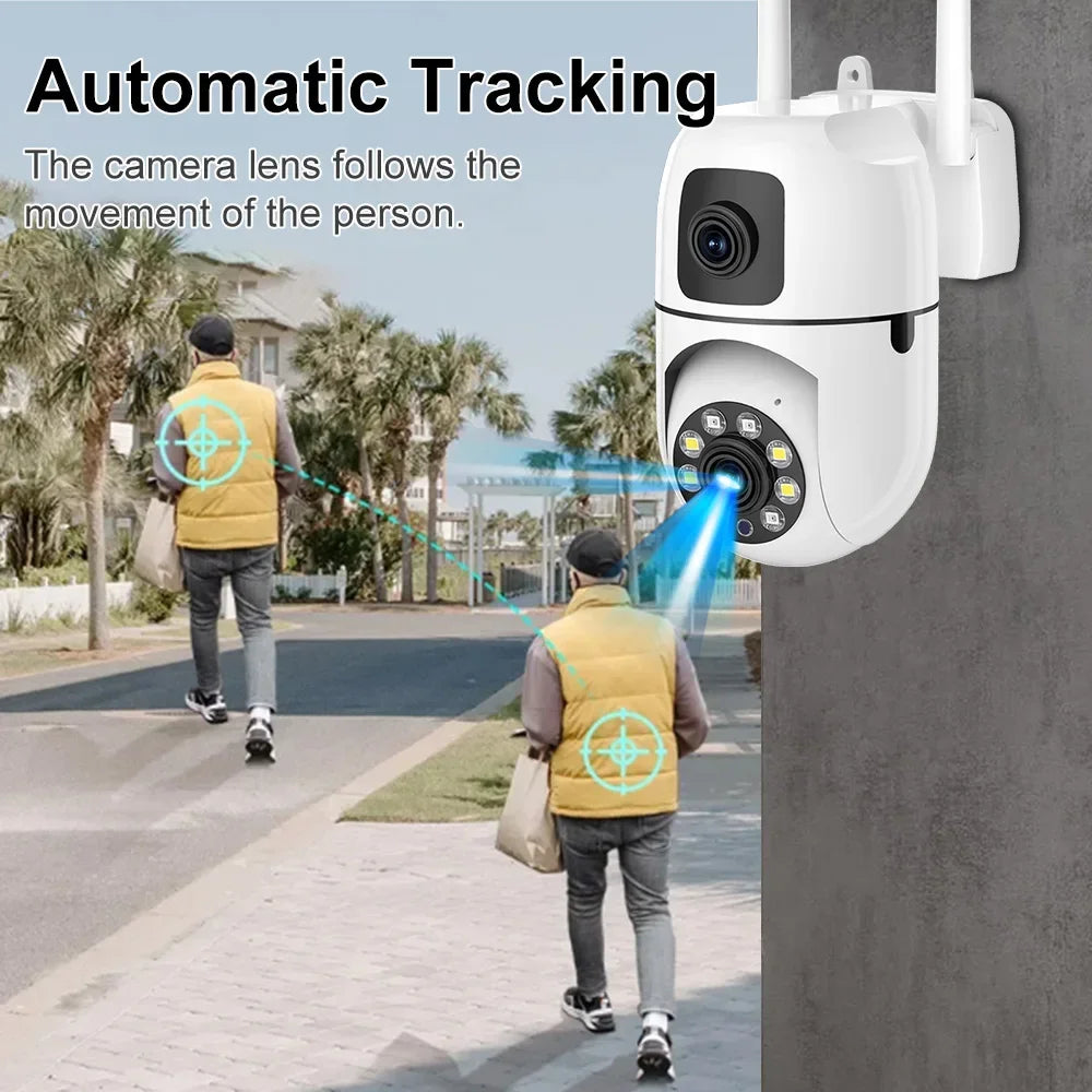 8MP HD Wifi Surveillance PTZ Camera Outdoor 4K Dual Lens Dual Screen Human Detection IP Security Protection Camera CCTV Video