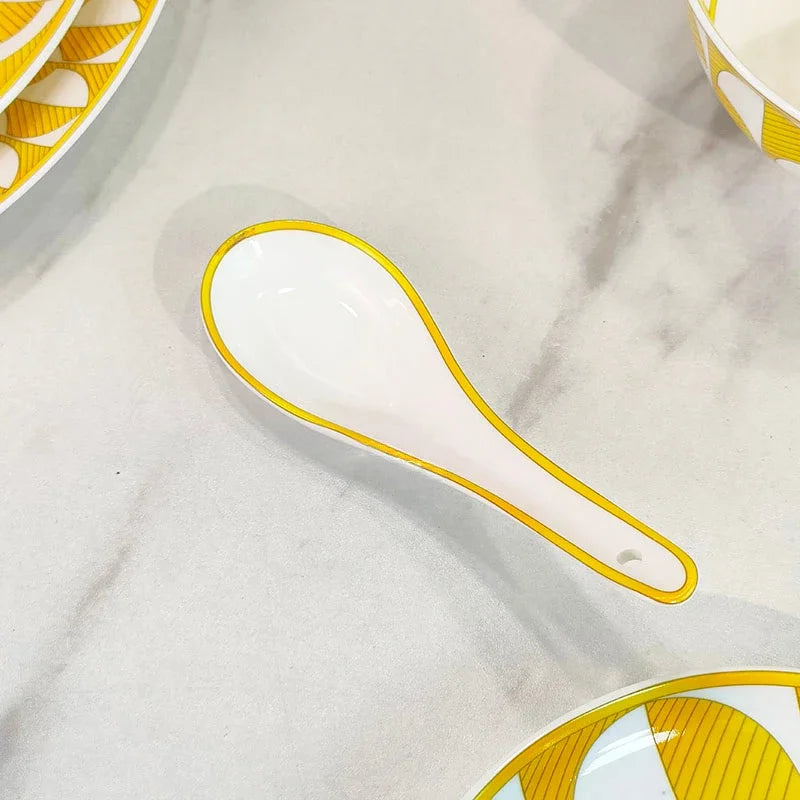 European style tableware, bone china, geometric creativity, home style steak plate dining plate, sunshine cup and plate set gift