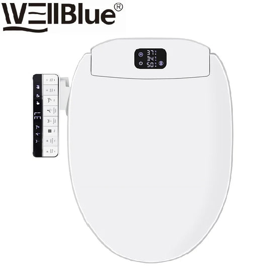 Smart Bidet Toilet Seat with Remote - Unlimited Warm Water & Warm Air Dryer, Multiple Cleaning Modes, Feminine Wash, Heated Seat, Soft Close Lid, Night Light, Easy Installation, 2 Filters Included ﻿
