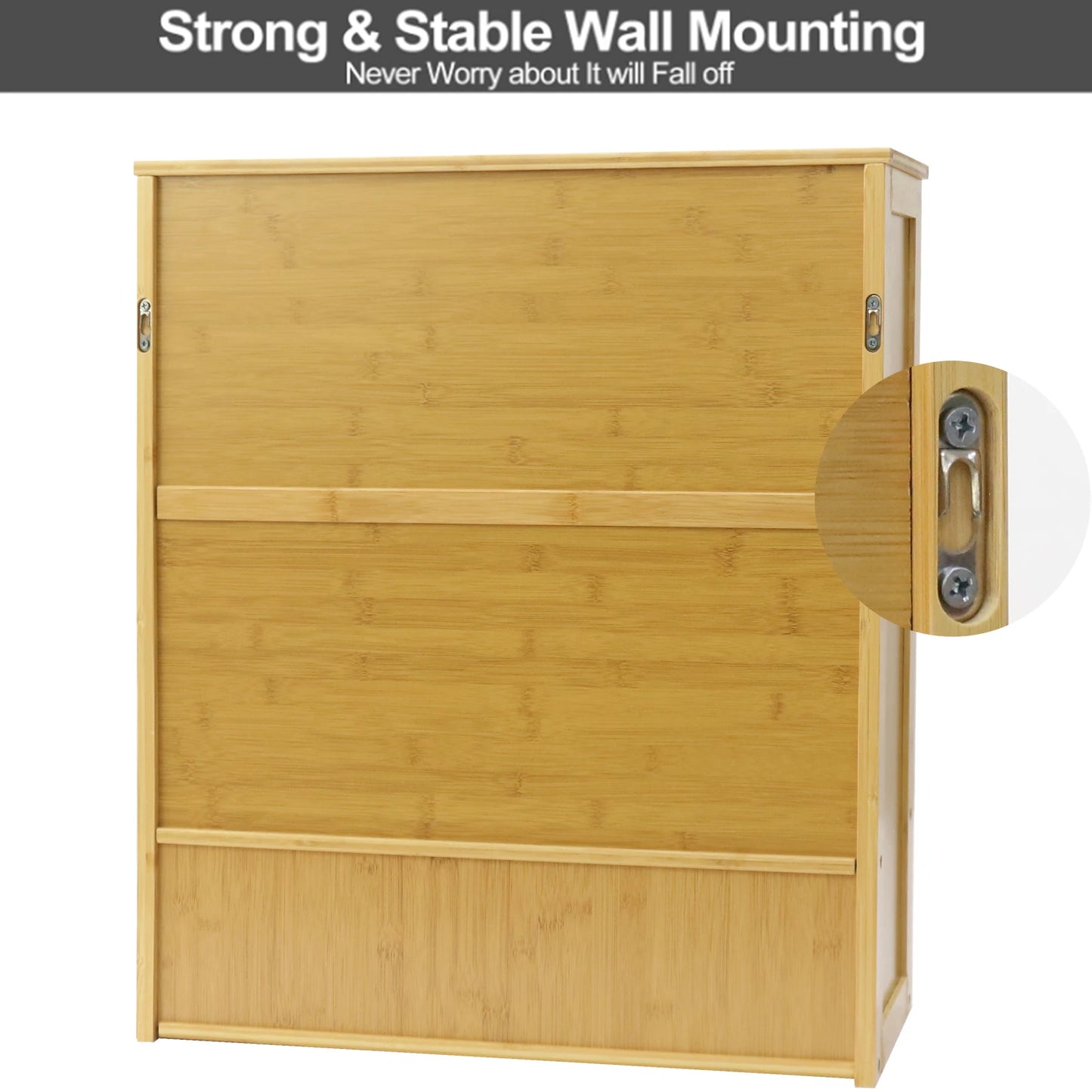 Wall Mounted Bamboo Bathroom Cabinet Storage Shelf Medicine Cupboard Organizer Rack for Bathrooms