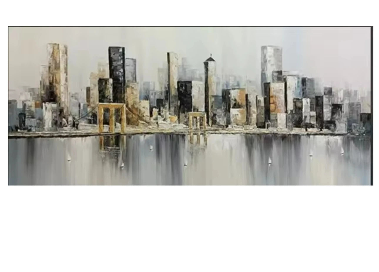 Modern Abstract Painting Thick Texture Handmade Canvas Art New York City Handpainted Home Wall Decor Oil Paintings Unframed
