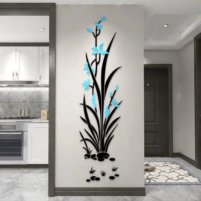 New arrival Narcissus Flower Acrylic wall stickers For Living room Chinese style Office wall decoration Home art wall decor