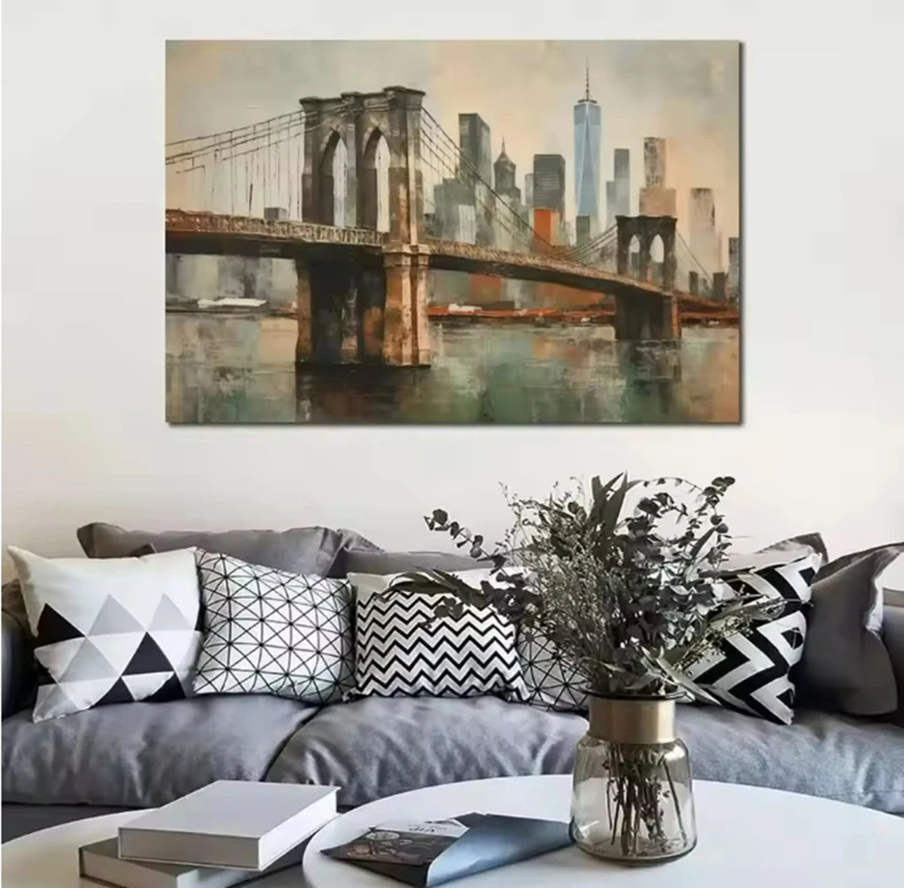 Modern Abstract Painting Thick Texture Handmade Canvas Art New York City Handpainted Home Wall Decor Oil Paintings Unframed