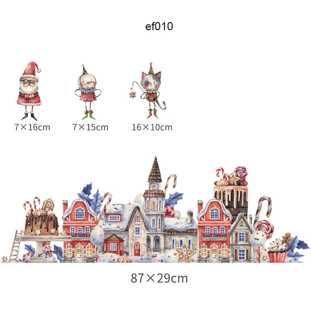 Double-Sided Christmas Window Sticker Pine Branch Xmas-Ball Stars Snowman,Static Clings Reusable Glass Film for Home Decor